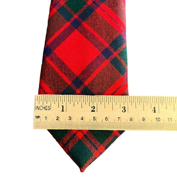 Scottish Macintosh Red Green Tartan Plaid Wool Tie 3” - Picture 4 of 5